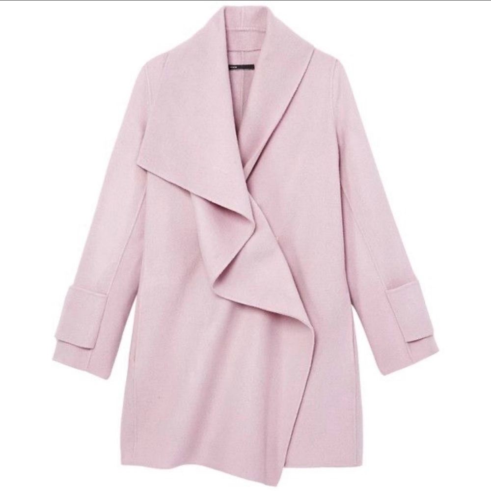 Vince Drape Neck Wool Coat in Orchid